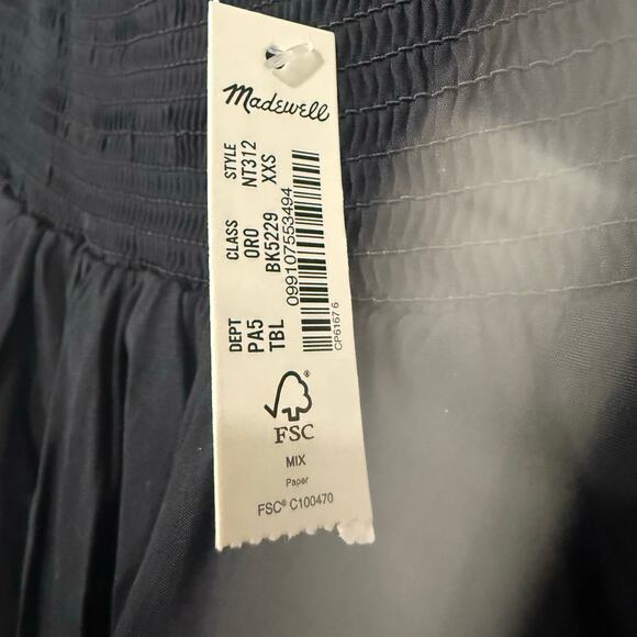NWT Madewell Poplin Smocked Bubble Midi Skirt True Black Size XXS - Picture 7 of 8